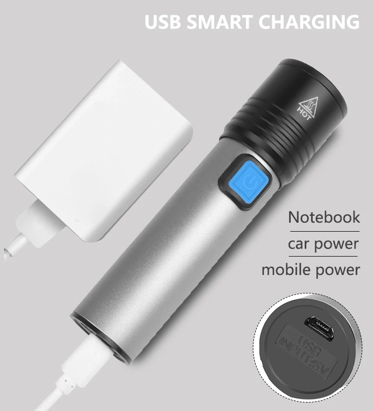 USB Перезаряжаемый водонепроницаемый мини фонарик 4 режима освещения