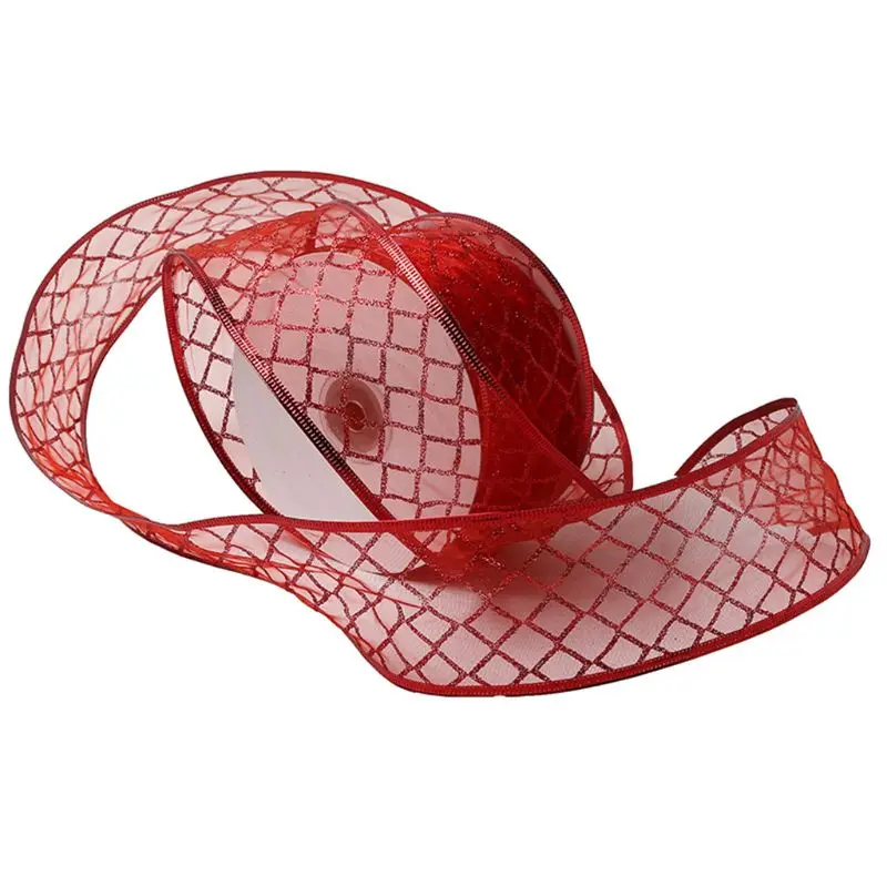 Лента из органзы прозрачная 50 ярдов/рулон с блестками украшения для самодельного