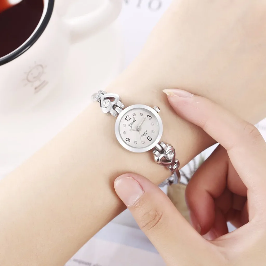 Повседневные женские часы браслет розовое золото серебро кристалл сердце