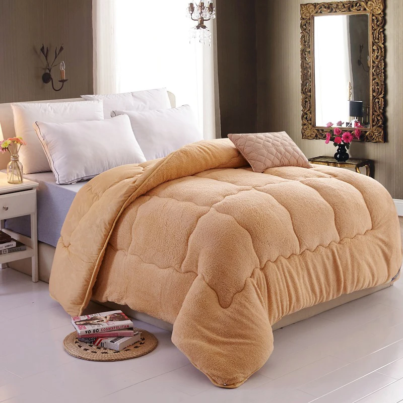 

Luxury Plush Sherpa Quilted Comforter Lamb Cashmere Reversible Ultra Soft Duvet Insert Thickened Quilt Coffee Brushed 150x200cm