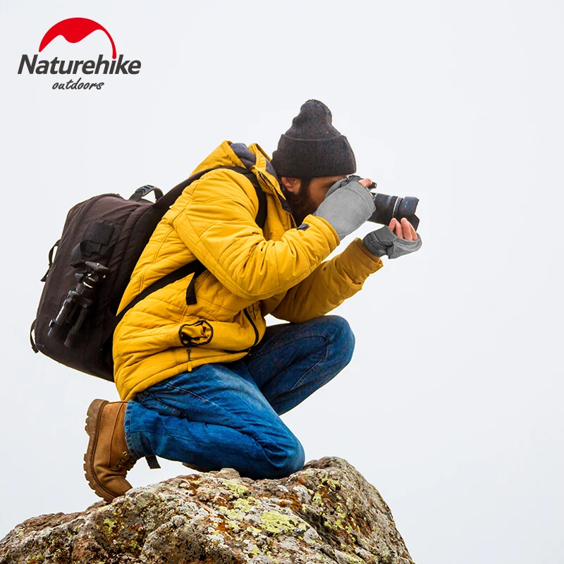 Флисовые перчатки без пальцев NatureHike зимние теплые откидные спортивные для