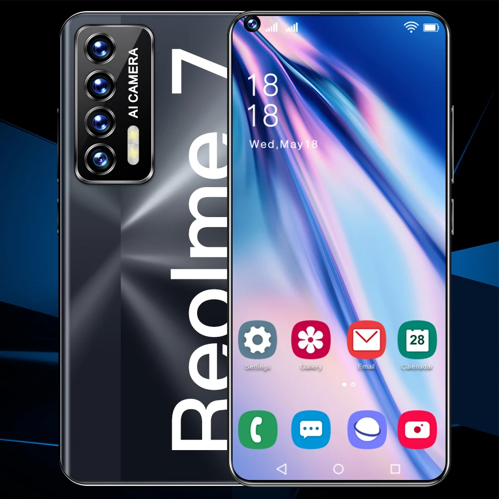 

7.3inch Reolme7 Cell Phones Unlocked 32MP+50MP 6800mAh 16 GB 512 GB MTK6889 5G Global Version Smartphone Android 10