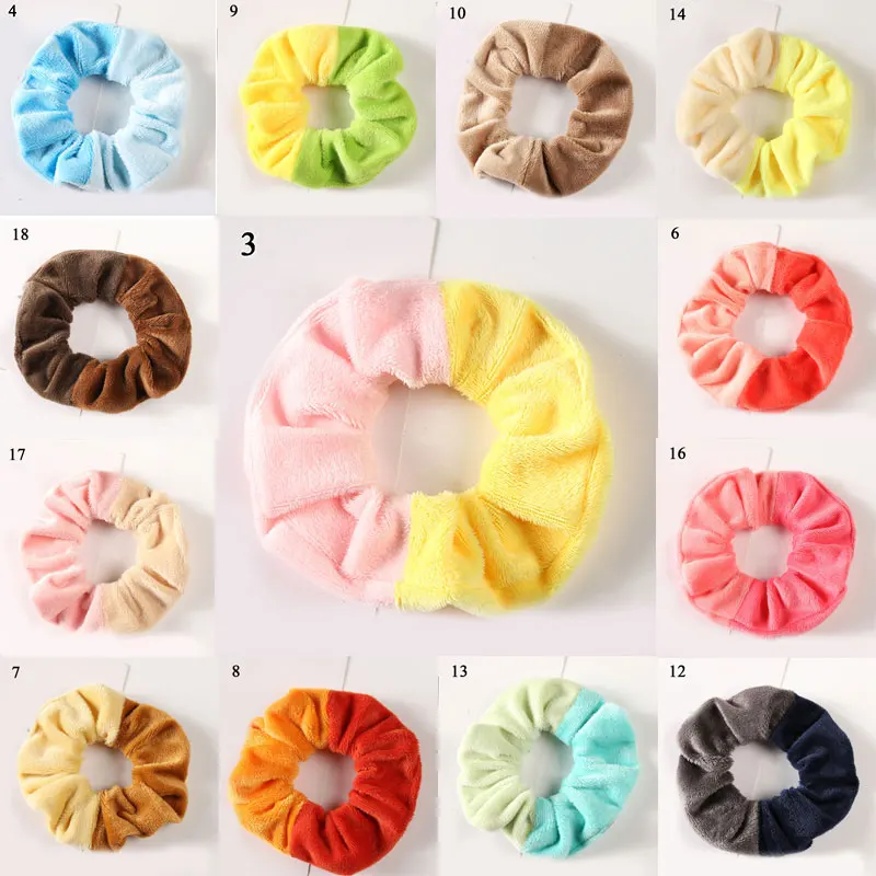 

Ponytail Holder Elastic Hair Bands Velvet Hair Rope Ring Loop Plush Hair Scrunchies Patchwork Hair Accessories Hair Rubber Bands
