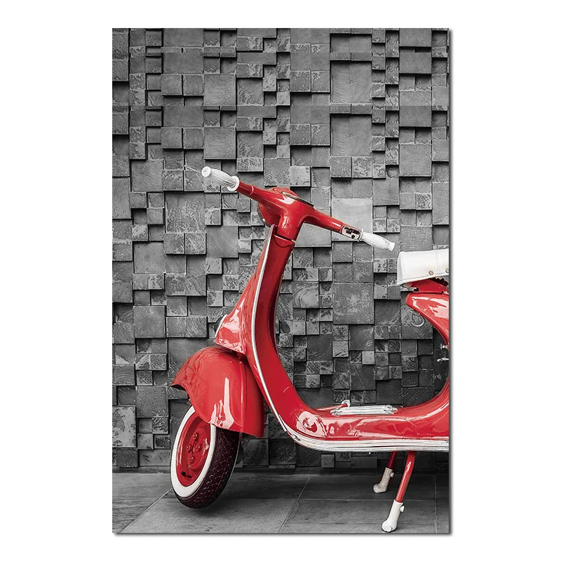 

Modern Style Canvas Material Red Grey Series Car with Electric Vehicle Pattern Rectangular Background Poster Living Room Wall