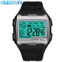 synoke square digital watches men led waterproof anti shock mens sports watch casual large dial electronic clock relojes hombre