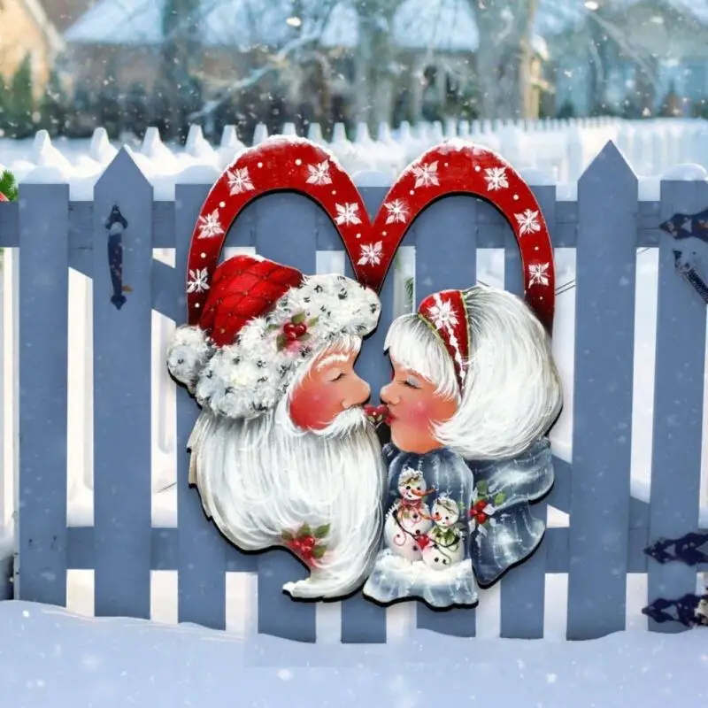 

Новый праздничный венок «Любовь Санты», дверной знак, деревянное праздничное настенное украшение, креативные рождественские украшения