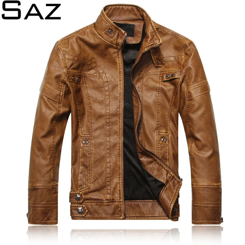 

Мужская повседневная кожаная куртка Saz 2020, Мужская Уличная одежда, модные топы, кожаная куртка-бомбер