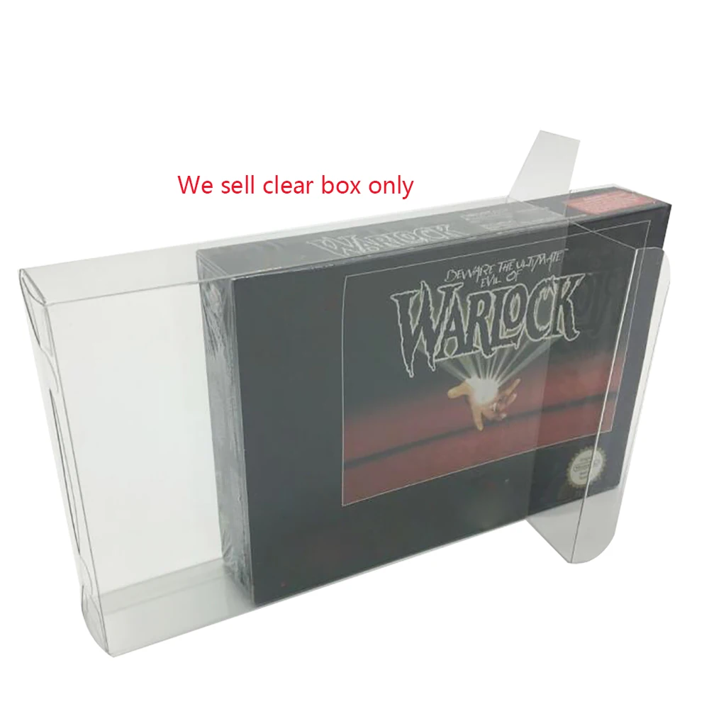 

High quality Transparent PET cover for SNES for Warlock Game Storage case US for SNES Collection Display Protective box