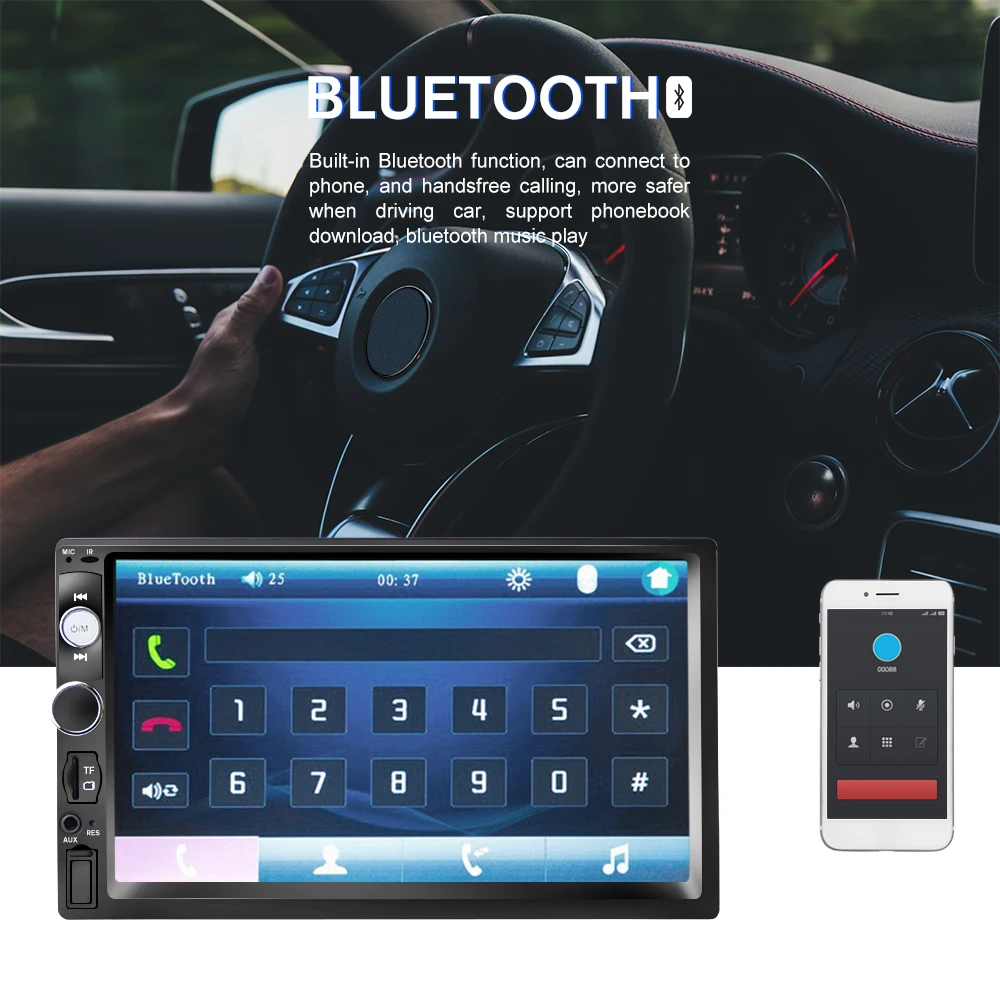 Автомагнитола Podofo мультимедийный плеер с 7 &quotсенсорным экраном MP5 Bluetooth USB TF FM