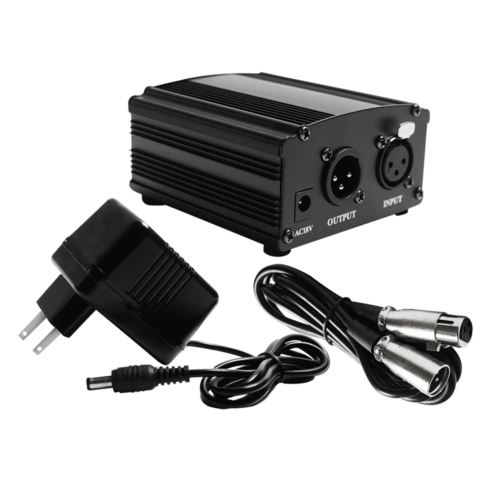 

48V Phantom Power Supply Powered+XLR 3 Pin Cable for Condenser Microphone,Music Recording Equipment