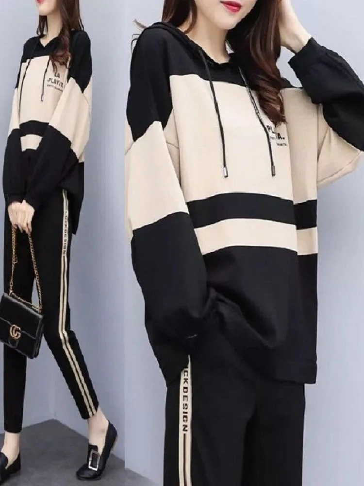 

Women's Costumes 2020 Temperament Casual Suit Autumn And Winter New Large Size 5XL Women's Loose Loose Thin Two-Piece Suit