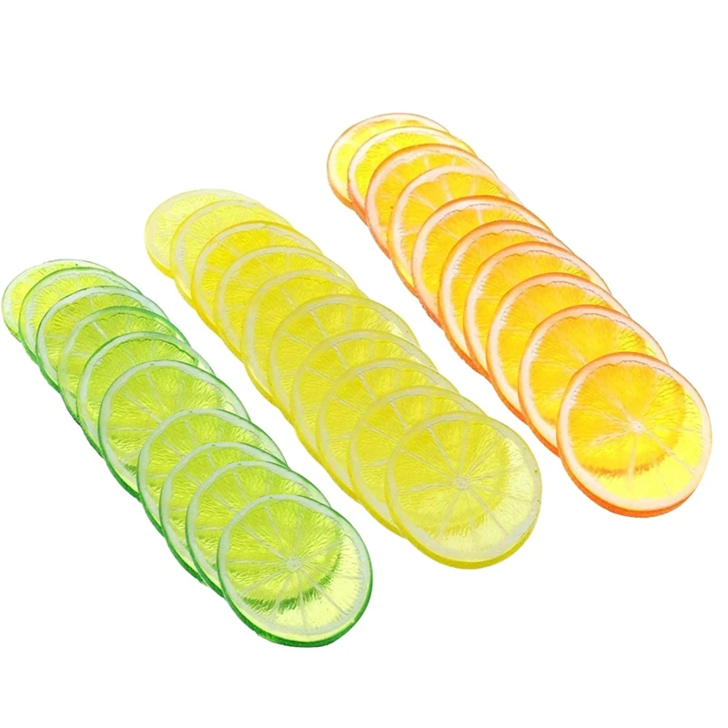 30 Pieces Artificial Plastic Simulation Fake Lemon Slices Lifelike Decorative Fruit-Mixed for Home Party Decoration | Дом и сад
