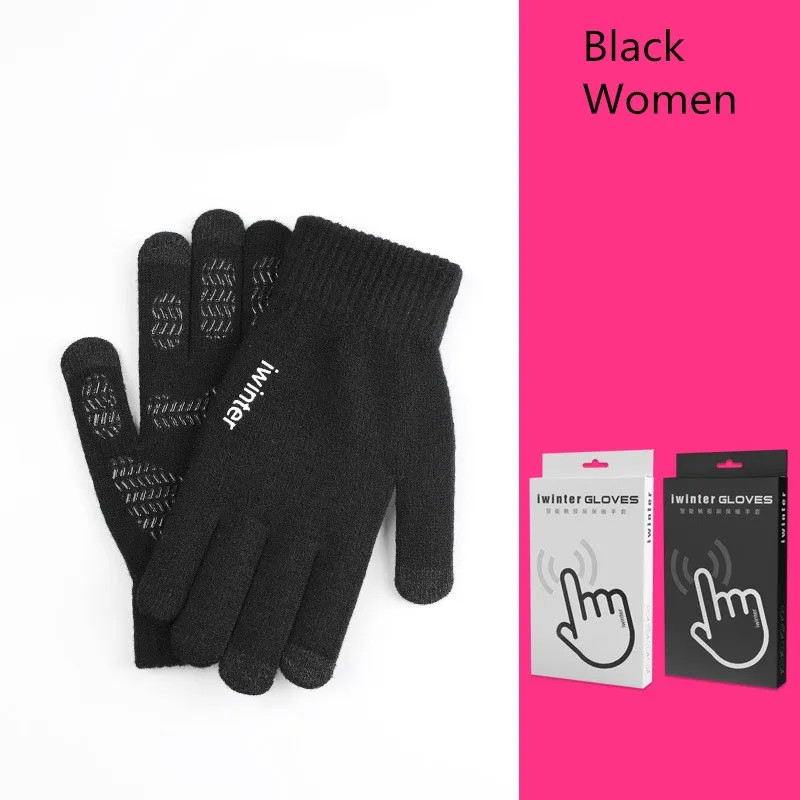 Fashion Touch Screen Gloves Men Women Winter Warm Knitting Mittens Anti Slip Thicken Full Finger Guantes