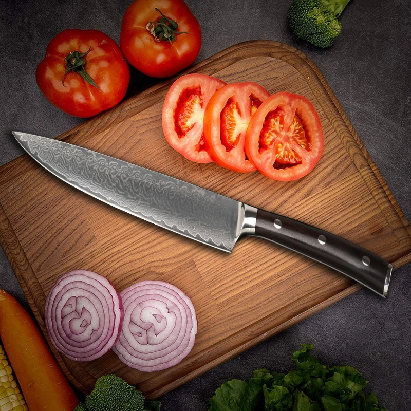 Японский нож Gyuto VG10 профессиональный кухонный 8 дюймов из дамасской стали для