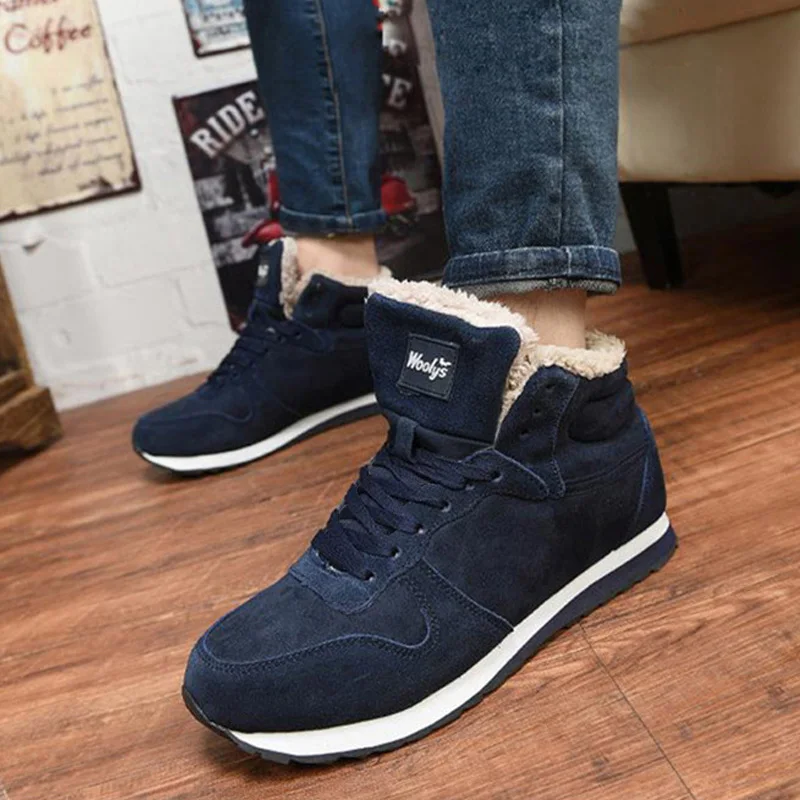 Мужские ботинки модные зимние кроссовки теплые для снега мужская обувь размера