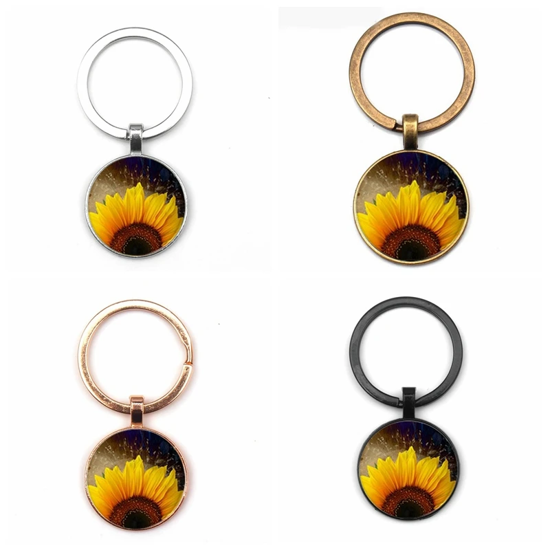 Новинка креативная масляная живопись Подсолнух выпуклый брелок из сплава