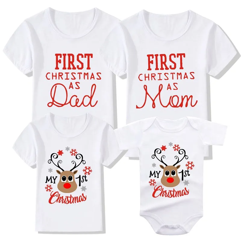 

First Christmas для папы, футболка "Мама" повседневная одежда для малышей; Детский комбинезон одежда для мамы, папы и детей, так и для малышей и детей...