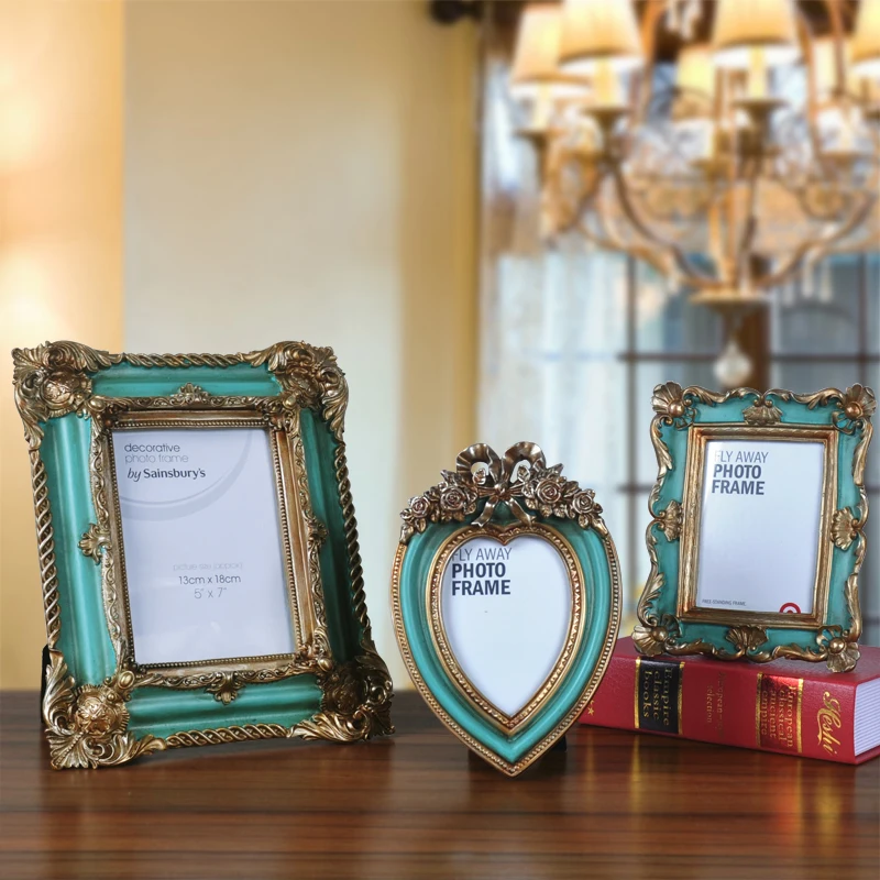 Baroque Antique Photo Frame Restore Frames Ornaments Creative Palace Heart Style Friend Gift Home Decor Living Room Display