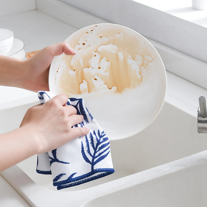 

4 Pcs Dish Towel Set Cotton Kitchen Cleaning Towel Superior Water Absorption Rag Kitchen Decontamination Dish Cloth