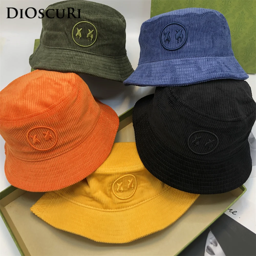 

New Candy Color Women Brand Bucket Hat Corduroy Men Fashion Fisherman Hat Adjustable Outdoor Leisure Skateboard Hip-hop Hat