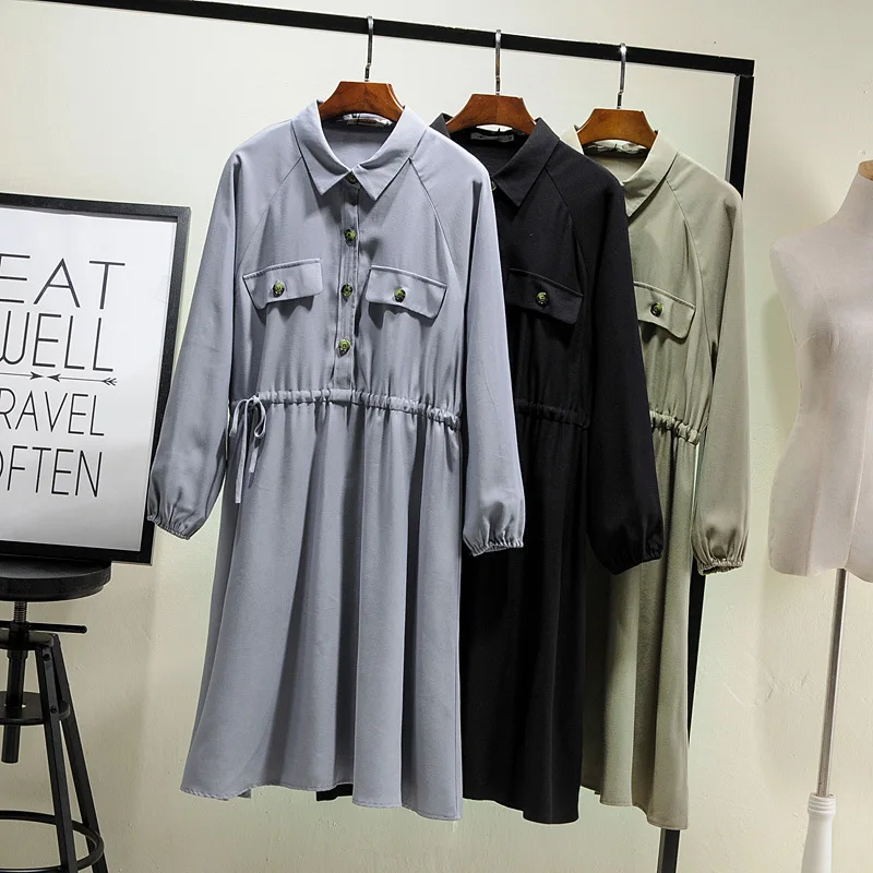 Платья размера плюс для женщин модное и повседневное осенне зимнее свободное