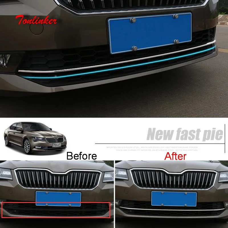 Tonlinker наклейка на крышку для SKODA SUPERB 2016-18 Стайлинг автомобиля 3 шт. нержавеющая