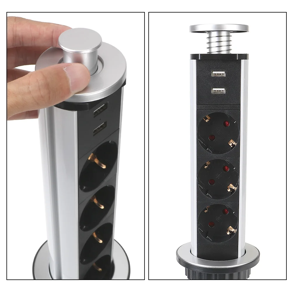 3/4 розетки питания с европейской вилкой 1 светодиод + 2 зарядных USB-порта