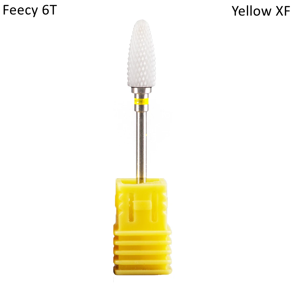 Feecy 6T Yellow XF Керамика фрезы для маникюра ногтей сверла мельница для маникюра, фрезер для ногтей, сверлильный для электрический шлифовальный станок Фрезер для педикюра, Feecy до 6 ти лет - Цвет: Feecy 6T Yellow XF