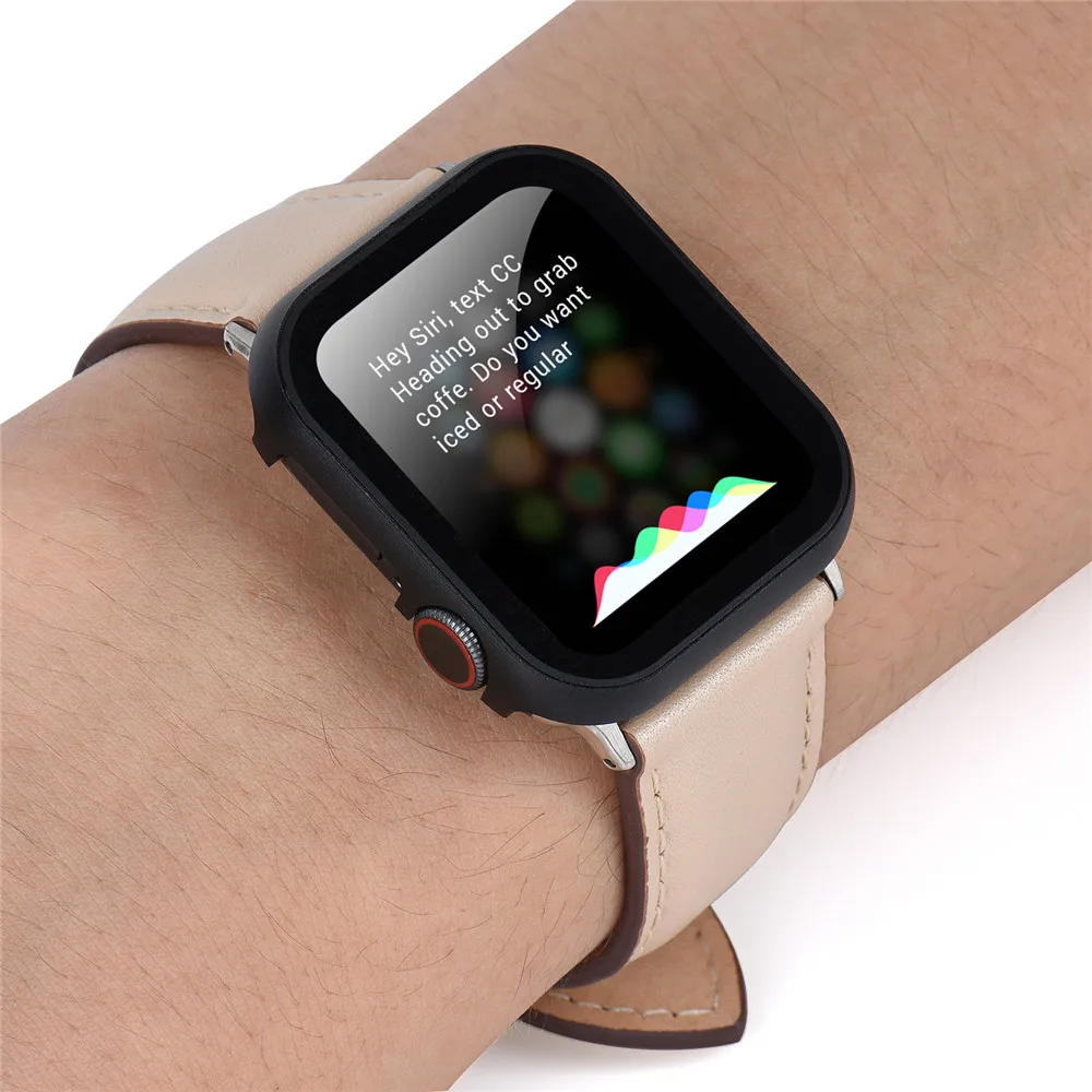 Протектор для часов чехол с закаленная пленка для Apple Watch чехол 38/42/40/44 мм Высокое качество металлические бампера для наручных часов iWatch, 5 4 3 2 1