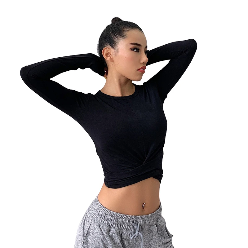 Женский спортивный костюм с длинным рукавом топ для бега йоги фитнеса