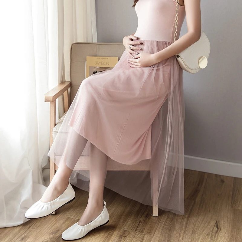 

O Neck Maternity Clothes Summer Women Pregnant Nursing Sleeveless Solid High Waist Dress Pregnancy Dresses Soft Clothing