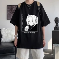 japanese anime fullmetal alchemist harajuku print tshirt men women shrink proof cotton tee short sleeve couples sports t shirt