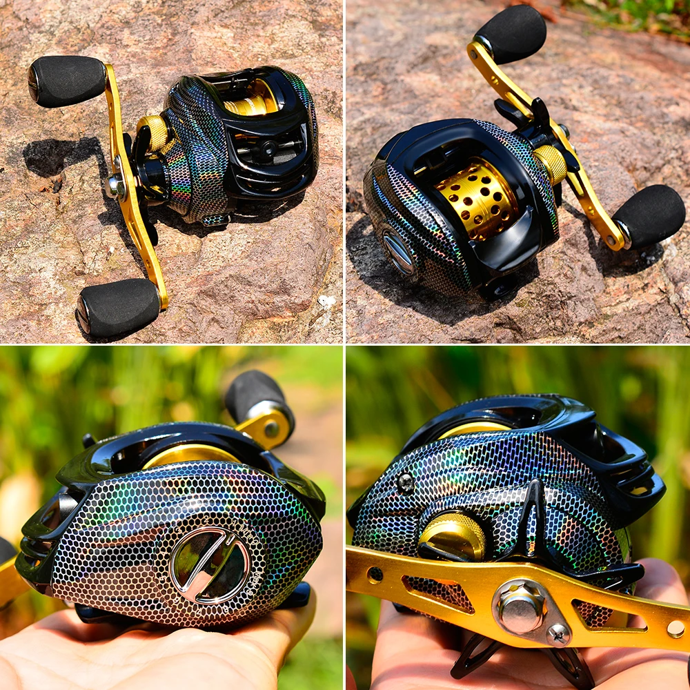 

200g Right and Left Fsihing Reels 3+1 Ball Bearings 7.2:1 Baitcast Reels laser Carbon cloth Colors Lure Reel