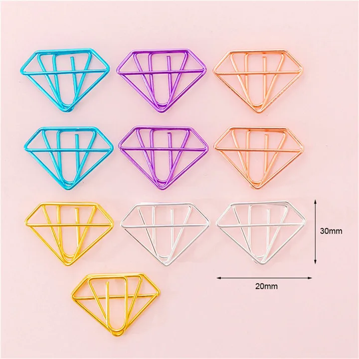 Diamond GJCrafts 10 шт./лот креативные милые зажимы для бумаги конверт кактус металлический зажим для бумаги Закладка декоративный файл памятки зажимы канцелярские - Цвет: Diamond