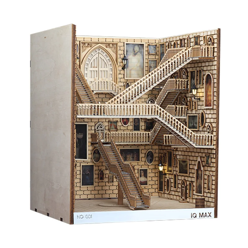 Деревянный книжный уголок вставки арт частей (по обеим сторонам) DIY Декор для