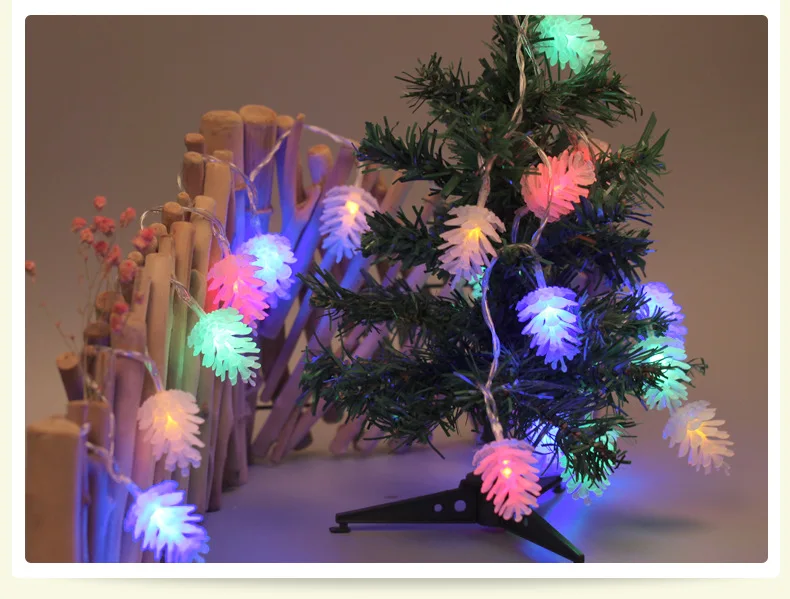 multicolor 5M40LED сосновый конус Водонепроницаемая гирлянда на батарейках наружная сказочная Рождественская гирлянда для украшения садовой елки гостиной - Испускаемый цвет: multicolor