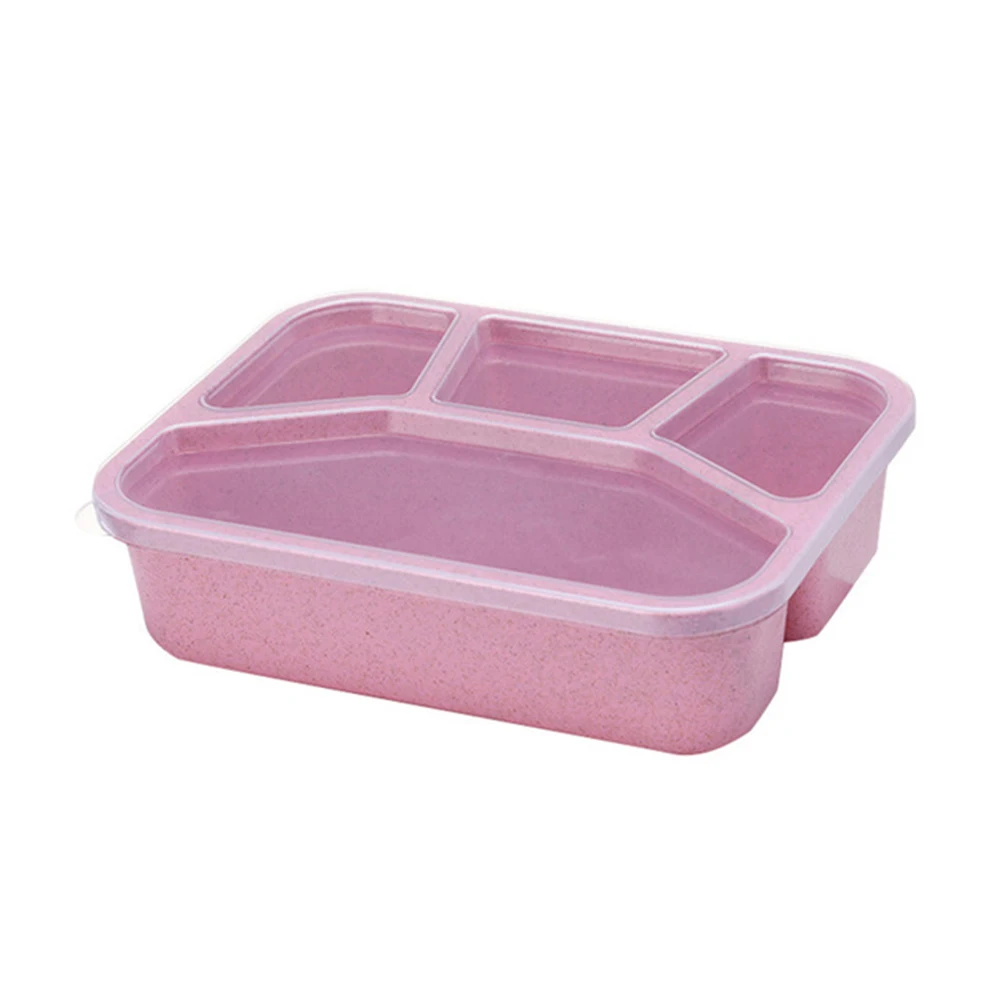 Розовый Экологичная Пшеничная солома микроволновая печь Bento Ланч-бокс для путешествий для пикника еда фрукты контейнер для хранения для детей взрослых детей предмет домашнего обихода - Цвет: Розовый