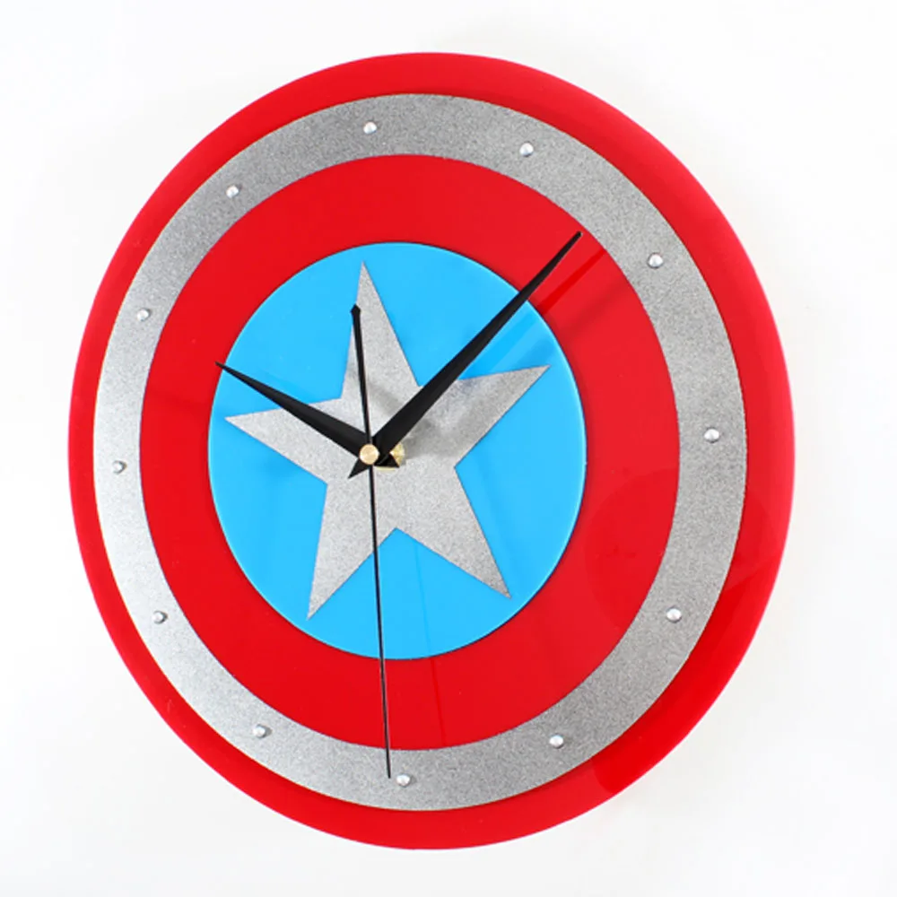 Wall Clock America Captain Shield Home Decor Clocks Creative Art Watch Modern Design 12&quot | Дом и сад