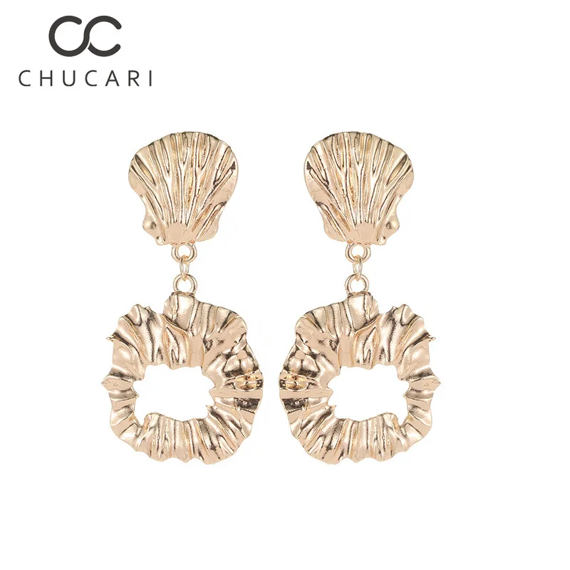 CHUCARI Модные женские богемные серьги в виде раковины с золотой морской звездой