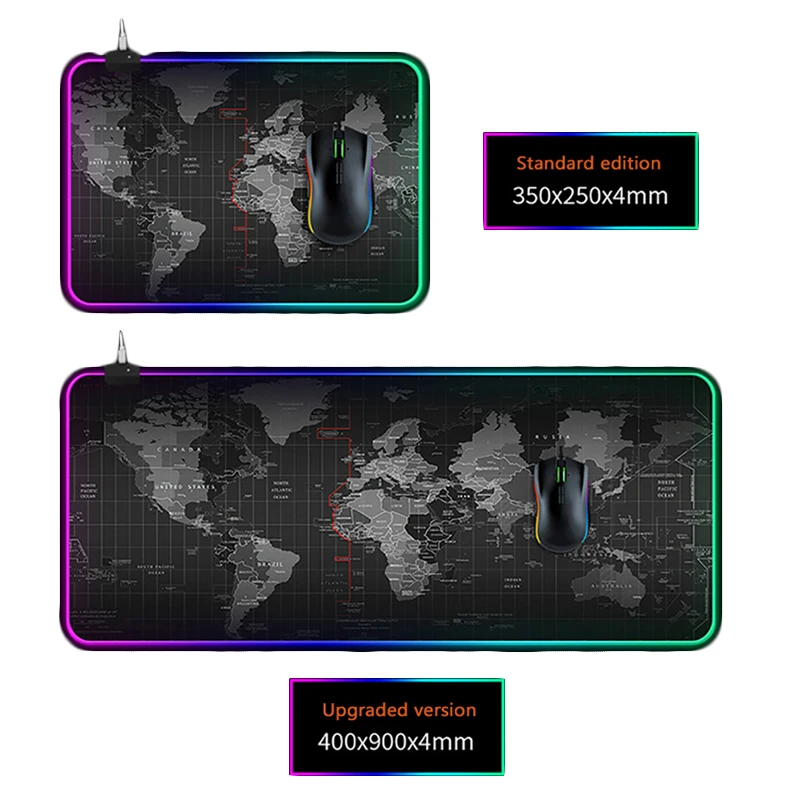 Игровой коврик для мыши Microdata RGB светодиодный большой водонепроницаемый