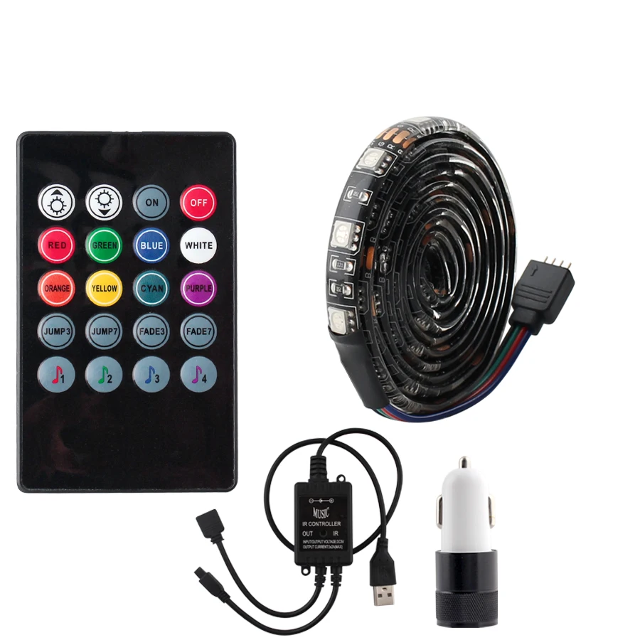 RGB 5V Светодиодная лента USB для автомобиля PC 5050 водонепроницаемая подсветка Ambilight tv USB 5V светодиодная лента для автомобиля RGB лента лампа с музыкальным контроллером