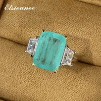 elsieunee top quality 100 925 sterling silver paraiba tourmaline gemstone finger rings for women anniversary fine jewelry gifts