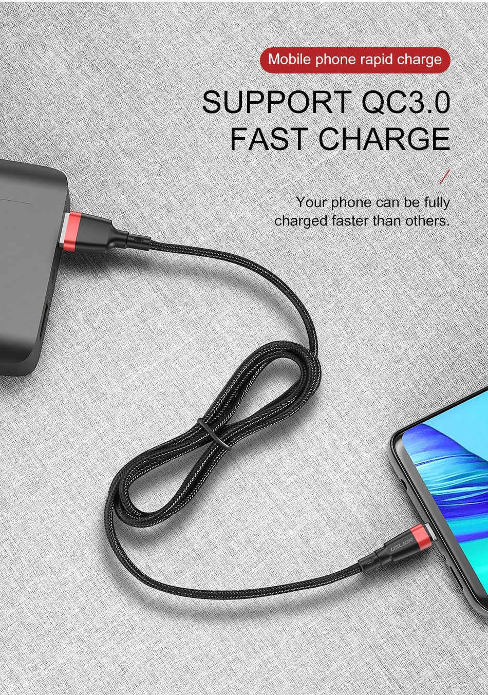 USLION Micro USB кабель 3A Быстрая зарядка USB кабель для передачи данных для samsung Xiaomi Redmi Note 4 5 Android Microusb Быстрая зарядка 3 м 2 м
