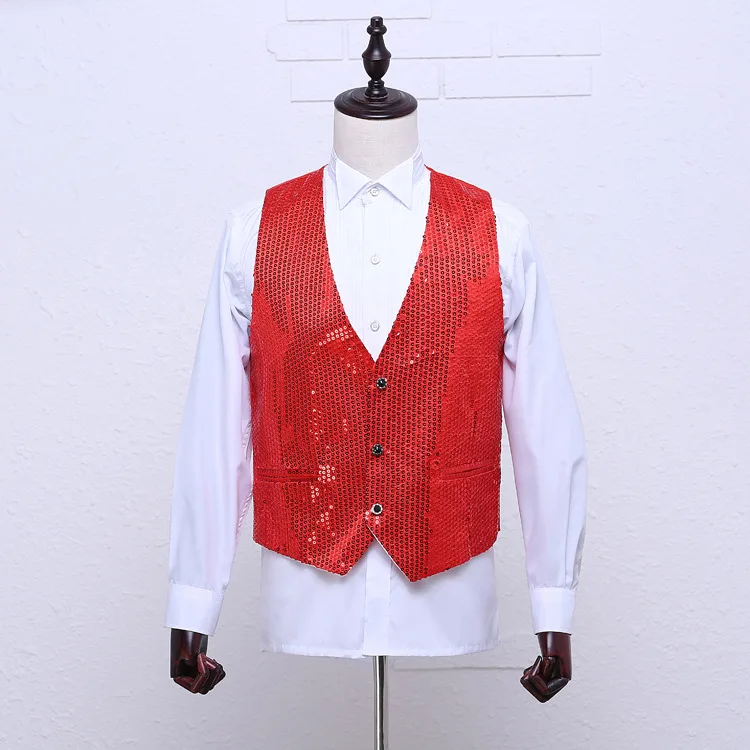 

Men's performance dress Sequin vest stage Dress Vest studio photo host seven colors