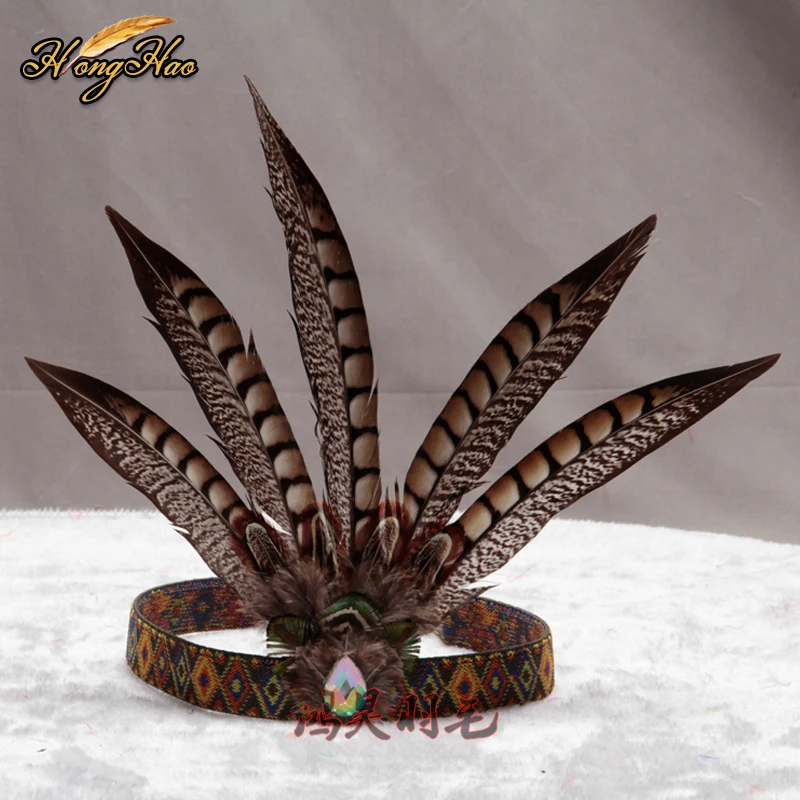 Повязка на голову из перьев головной убор перья Индии Для головного убора
