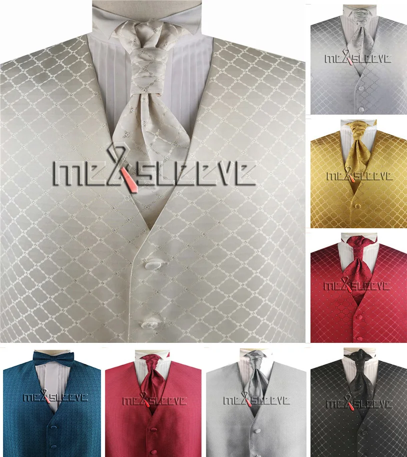 

free shipping Men's Suit Tuxedo Dress check pattern wedding Vest 3pcs