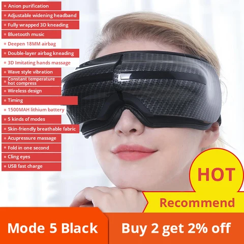 Умный массажер для глаз, популярный сжатый массажер для глаз, подушка безопасности, Вибрационный массажер для глаз, массажные очки для утомления глаз с Bluetooth