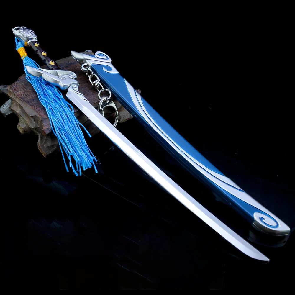 

22cm Sword League of Legends Sword Yasuo Blast Swords LOL Katana Alloy Keychain Weapon Model Collection Toys for Children Gift