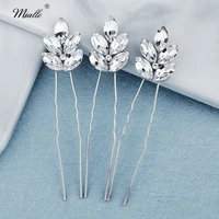 miallo 3pcslot bridal wedding hair accessories silver color crystal hair pins clips for women jewelry bride headpiece gifts