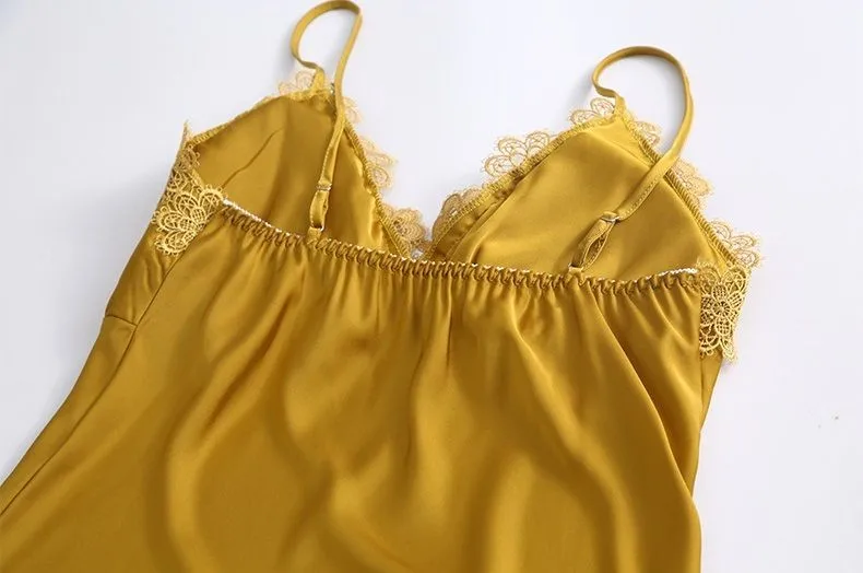 Новинка весна Атласный Женский пижамный комплект из 4 предметов ночная рубашка